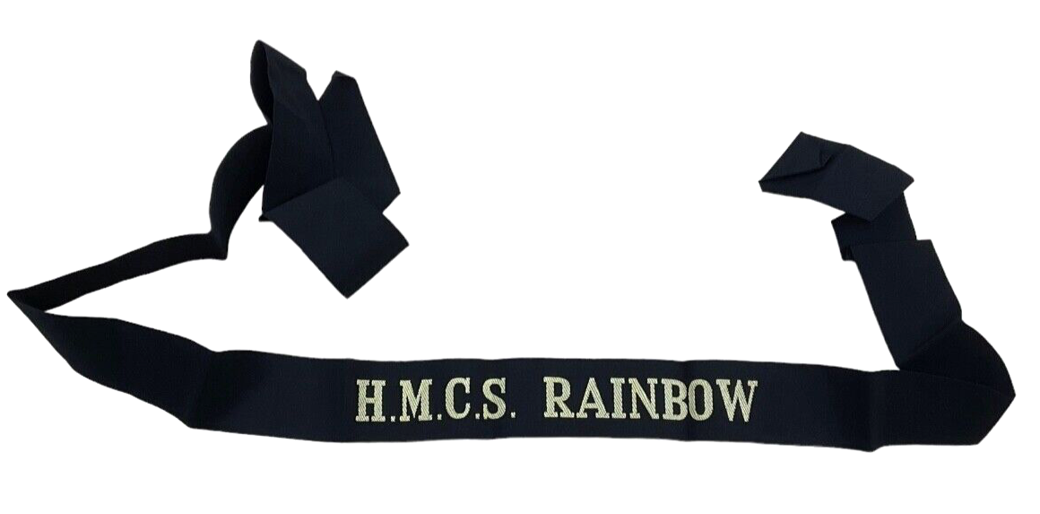 Royal Canadian Navy RCN HMCS Rainbow Full Length Cap Tally Royal Canadian Navy RCN HMCS Rainbow Full Length Cap Tally