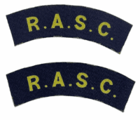 WW2 British RASC Royal Army Service Corps Canvas Printed Shoulder Titles Pair WW2 British RASC Royal Army Service Corps Canvas Printed Shoulder Titles Pair
