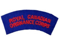 WW2 Canadian RCOC Ordnance Corps British Made Starch Back Shoulder Title Single