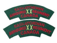 Canadian Saskatchewan Armoured Regiment Shoulder Title Insignia Pair