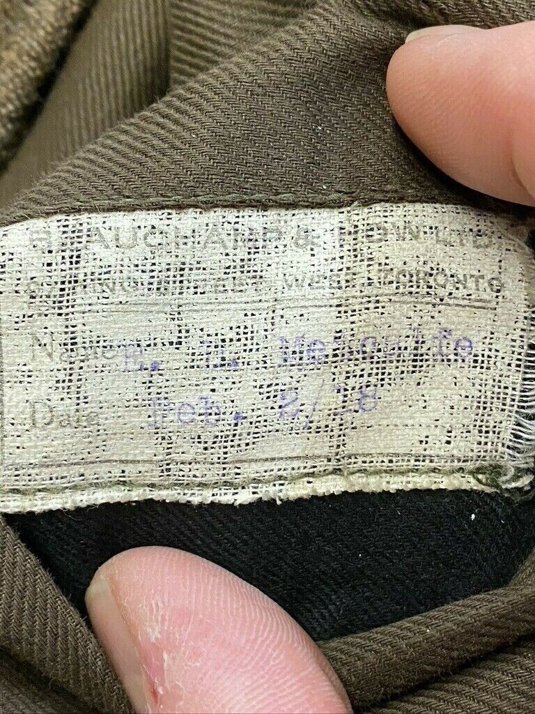 WW1 Canadian RFC Officers Maternity Tunic with Sam Brown Trousers Hat Named WW1 Canadian RFC Officers Maternity Tunic with Sam Brown Trousers Hat Named