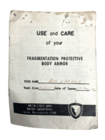 US Forces USE & CARE Of Your Protective  Armour 1984 Issue Booklet