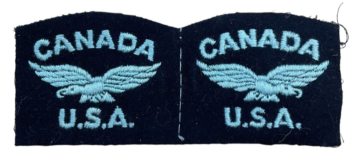 WW2 Canadian USA RAF Nationality Shoulder Title Insignia Pair WW2 Canadian USA RAF Nationality Shoulder Title Insignia Pair
