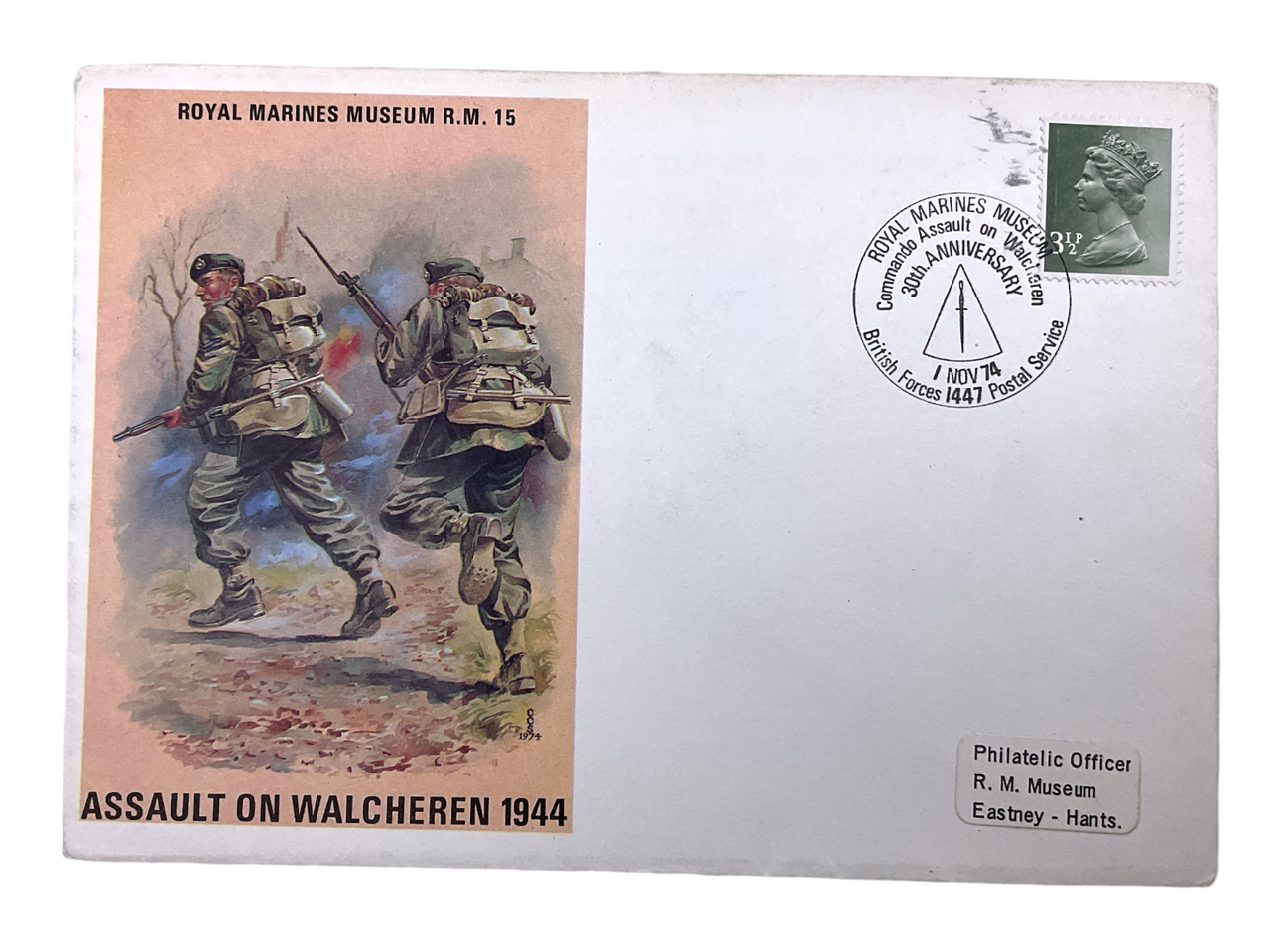 British Royal Marines Commemorative Stamp Cover Walcheren 1944 RM 15 British Royal Marines Commemorative Stamp Cover Walcheren 1944 RM 15
