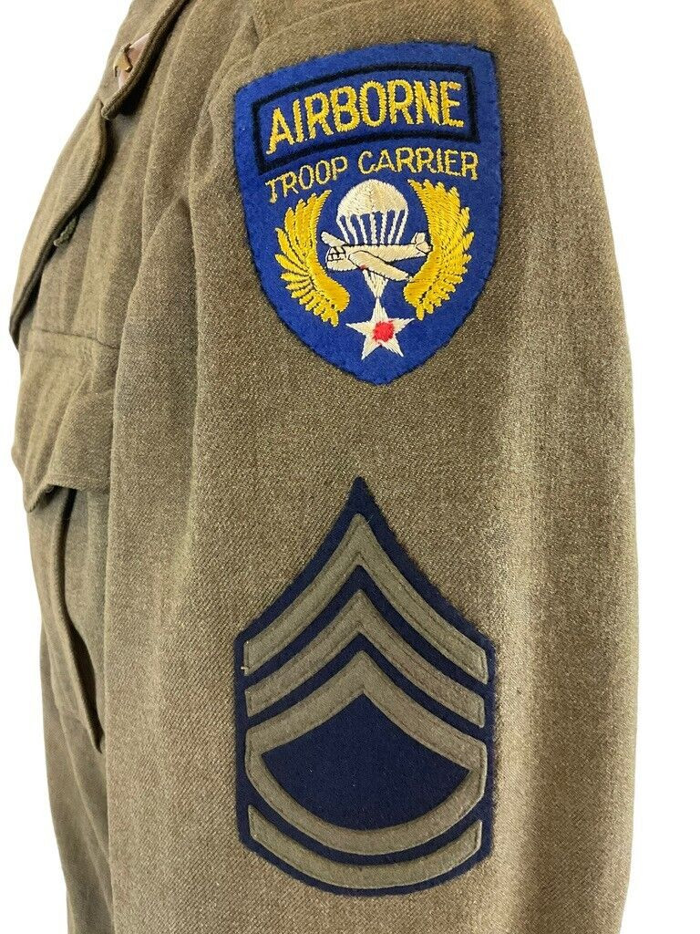 WW2 US Army Sgt Airborne Glider Troop Carrier Ike Jacket Uniform Tunic Size 38 WW2 US Army Sgt Airborne Glider Troop Carrier Ike Jacket Uniform Tunic Size 38