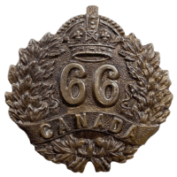WW1 Canadian CEF 66th Battalion Collar Badge Insignia Single WW1 Canadian CEF 66th Battalion Collar Badge Insignia Single