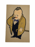 WW2 British Canadian Winston Churchill Cartoon Caricature Colour Postcard