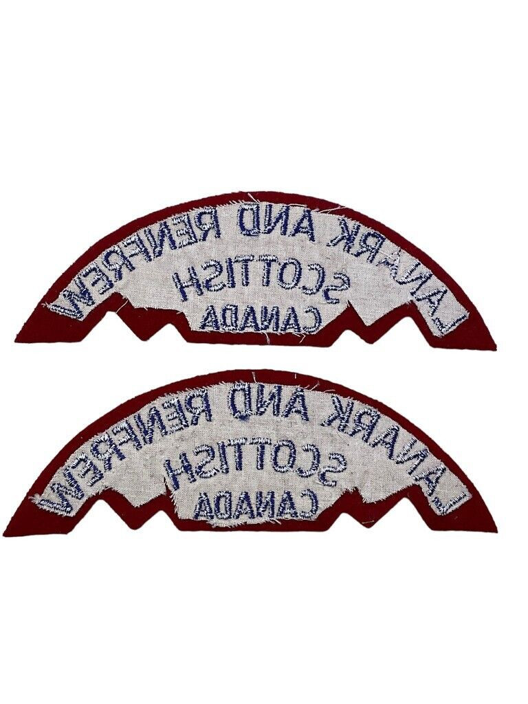 Canadian Lanark and Renfrew Scottish Shoulder Titles Pair Canadian Lanark and Renfrew Scottish Shoulder Titles Pair