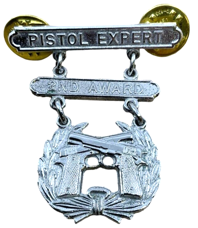 US USMC Marines Pistol Expert 2nd Award Clutch Back Insignia US USMC Marines Pistol Expert 2nd Award Clutch Back Insignia