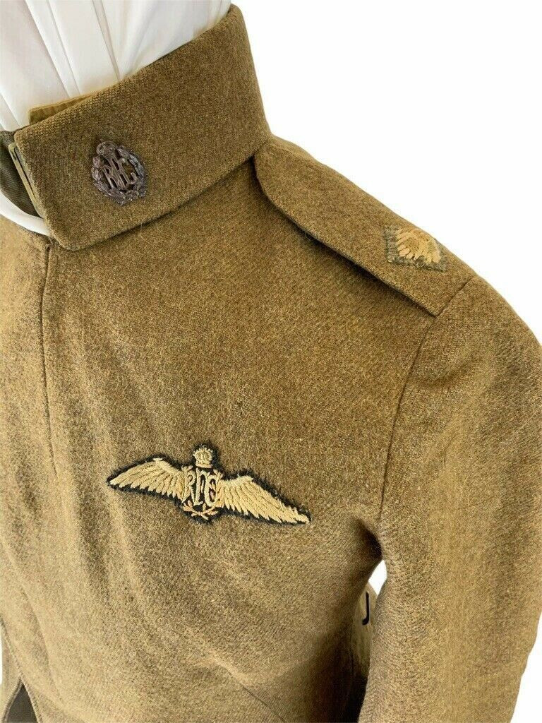 WW1 Canadian RFC Officers Maternity Tunic with Sam Brown Trousers Hat Named WW1 Canadian RFC Officers Maternity Tunic with Sam Brown Trousers Hat Named