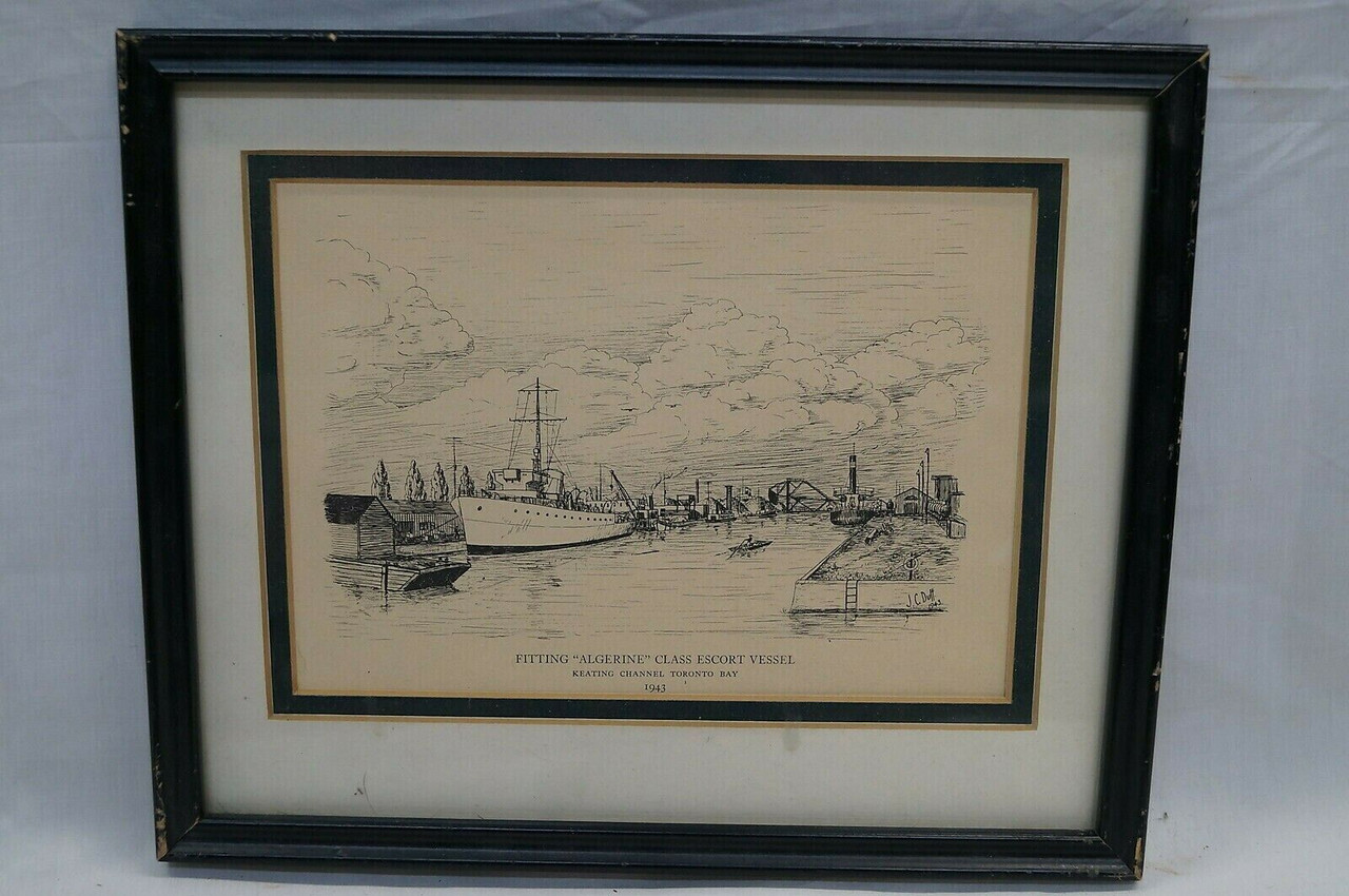Vintage WW2 Canadian RCN Algerine Class Escort Fitting Framed Print 1943 Vintage WW2 Canadian RCN Algerine Class Escort Fitting Framed Print 1943