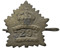 WW1 Canadian CEF 29th Battalion Collar Insignia Single WW1 Canadian CEF 29th Battalion Collar Insignia Single