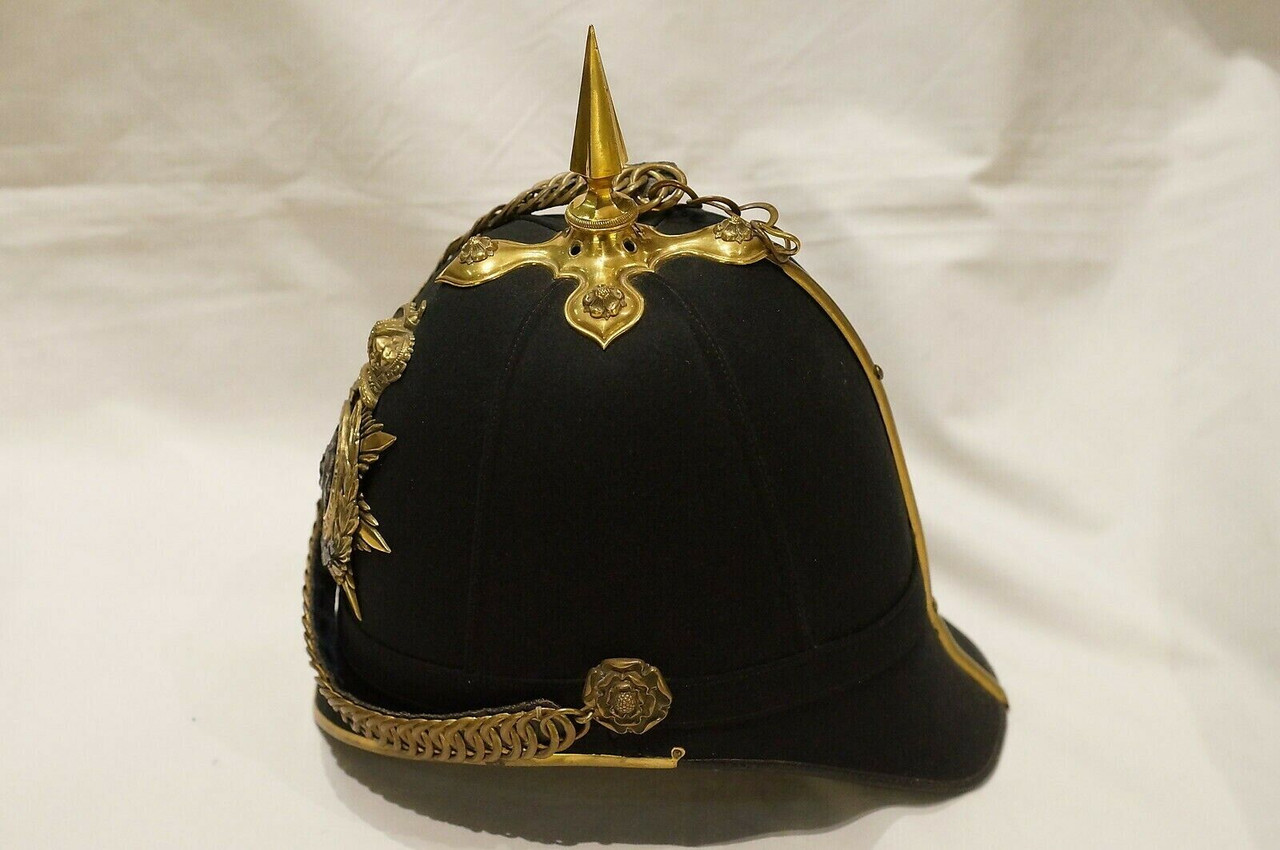 British Victorian Bedfordshire Officers Home Service Jones Helmet w/ Tin British Victorian Bedfordshire Officers Home Service Jones Helmet w/ Tin