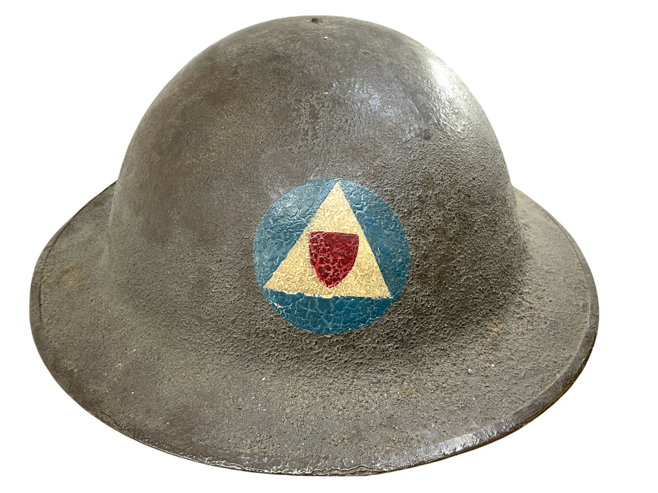 WW1 US AEF Civil Defence Patch Painted Brodie Camouflage Helmet WW1 US AEF Civil Defence Patch Painted Brodie Camouflage Helmet