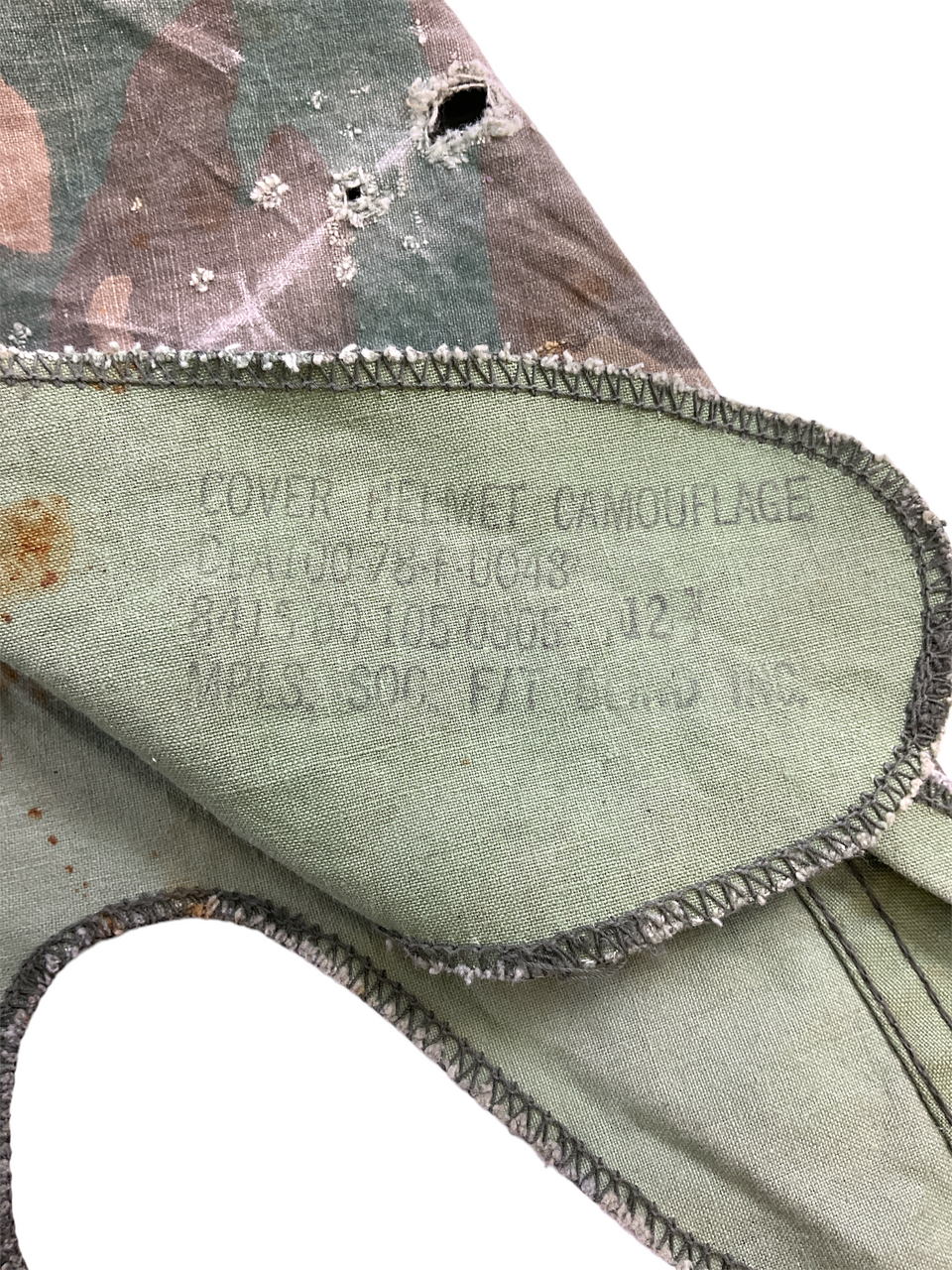 US Woodland Camouflage M1 Helmet Cover Dated 1978 US Woodland Camouflage M1 Helmet Cover Dated 1978