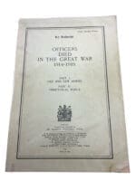 WW1 British BEF Officers Died in the Great War 14-19 Soft Cover Reference Book