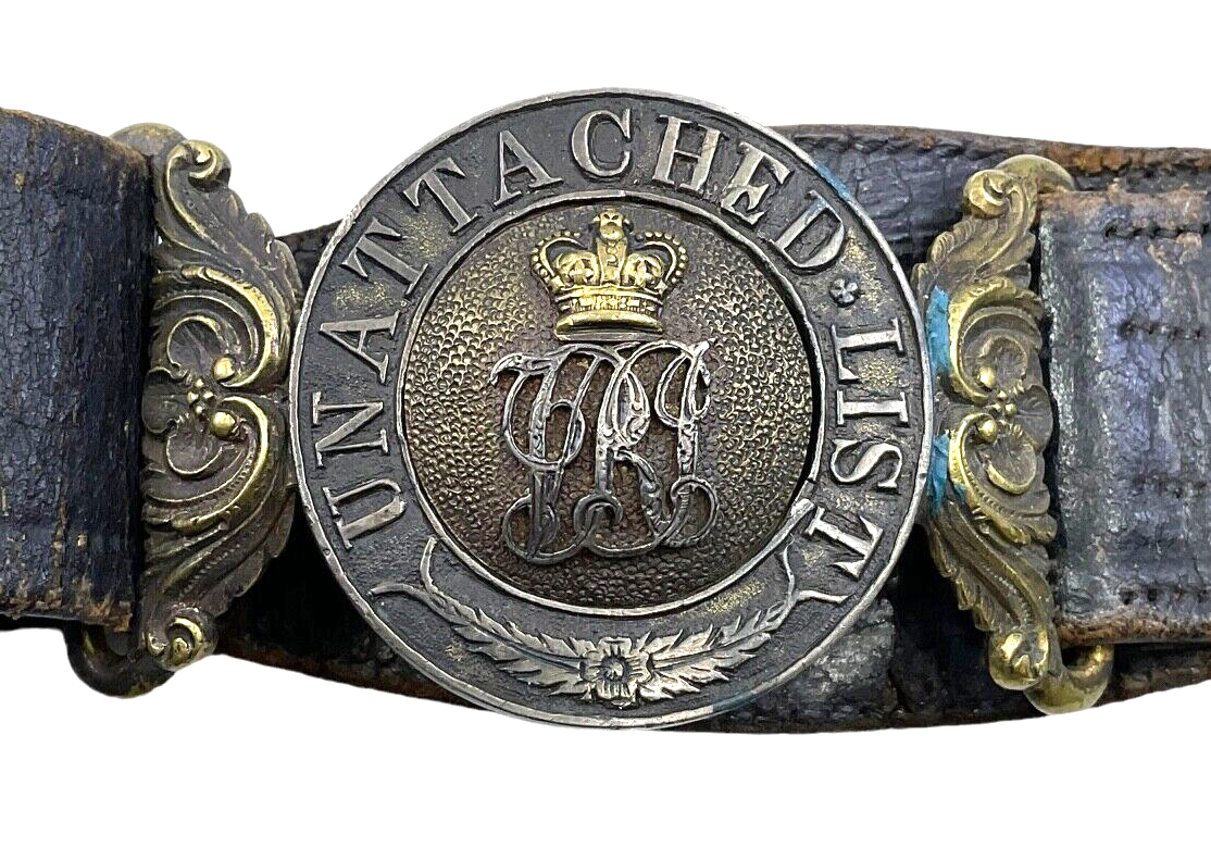 Victorian British Indian Army Officers Unattached List Belt & Buckle Victorian British Indian Army Officers Unattached List Belt & Buckle