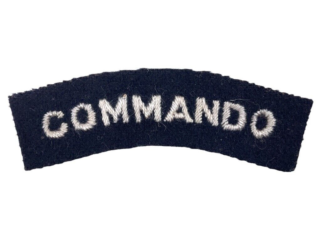 WW2 British Commando Black and White Shoulder Title Starch Back Single WW2 British Commando Black and White Shoulder Title Starch Back Single