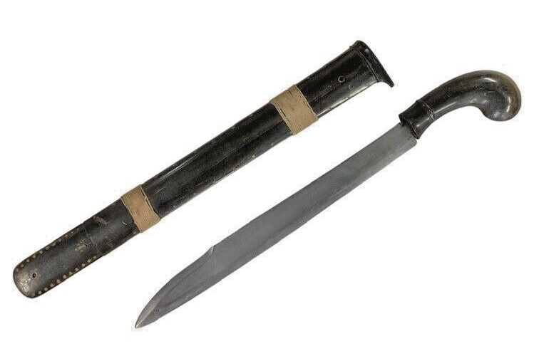 South East Asian Knife with Horn Handle and Scabbard Vintage South East Asian Knife with Horn Handle and Scabbard Vintage