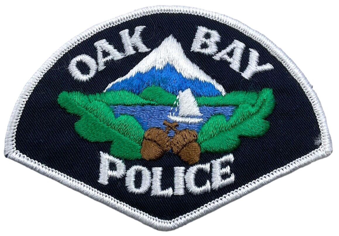 Canadian Oak Bay British Columbia White Edge Police Patch Canadian Oak Bay British Columbia White Edge Police Patch