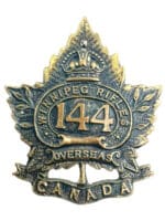 WW1 Canadian CEF 144th Battalion Collar Insignia Single NO LUGS