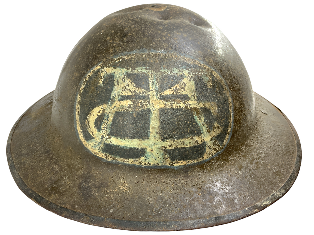 WW1 US AEF Motor Transport Corps Named Patch Painted Brodie Camouflage Helmet WW1 US AEF Motor Transport Corps Named Patch Painted Brodie Camouflage Helmet
