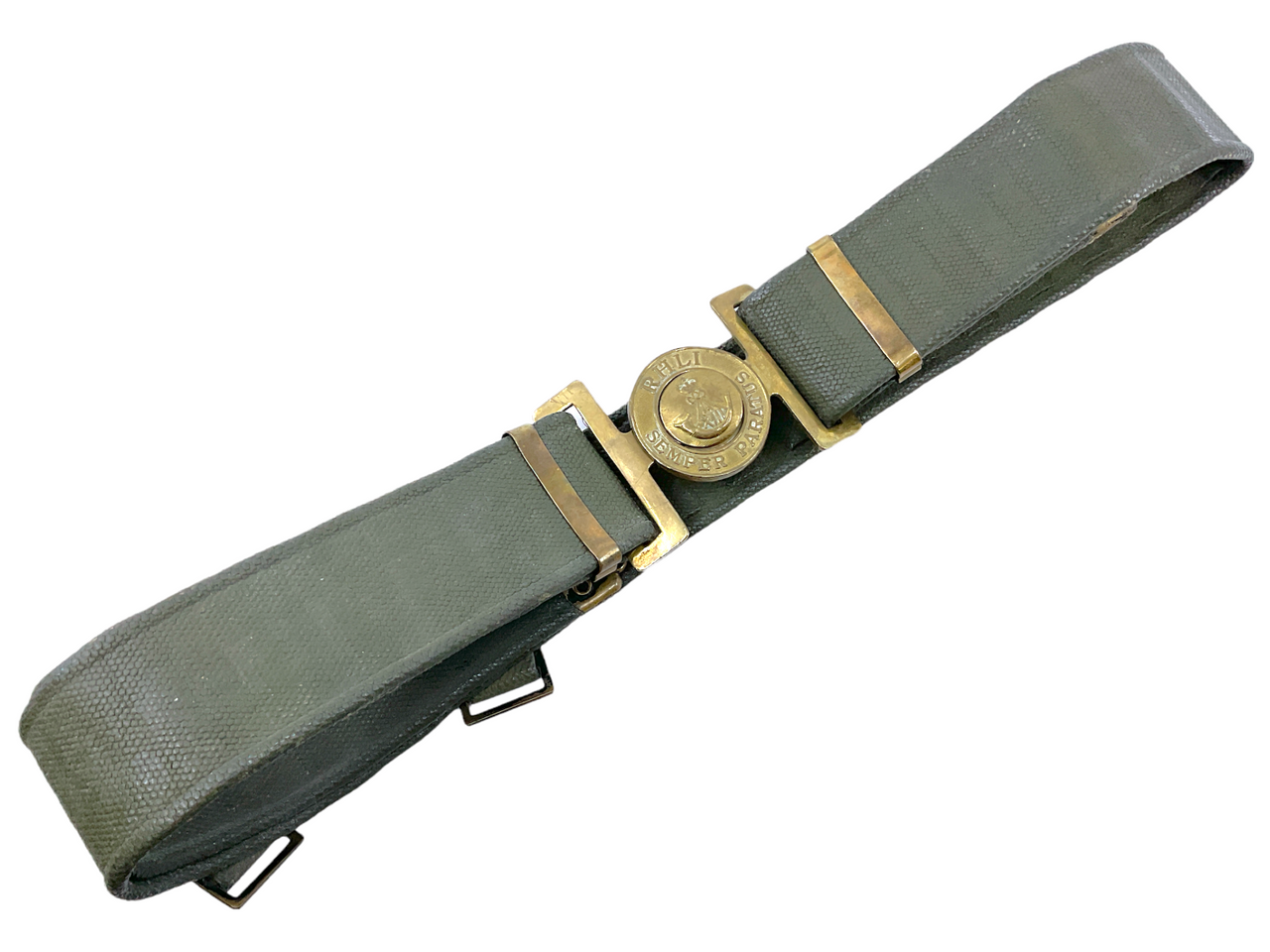 Canadian RHLI Hamilton Light Infantry P37 Web Belt & Brass Buckle Canadian RHLI Hamilton Light Infantry P37 Web Belt & Brass Buckle