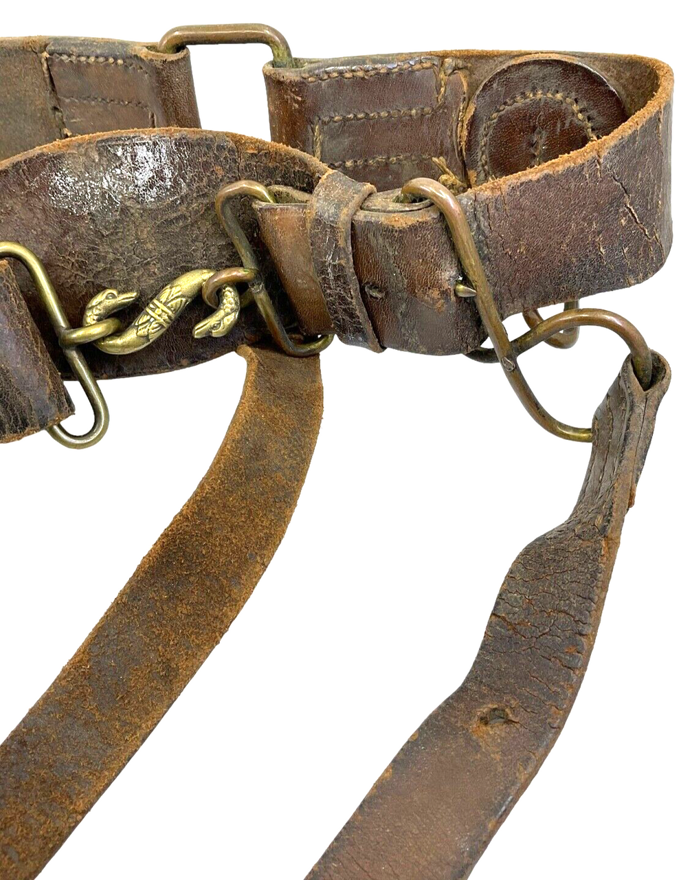 WW1 Canadian CEF Officers Leather Snake Belt With Sword Hangers WW1 Canadian CEF Officers Leather Snake Belt With Sword Hangers