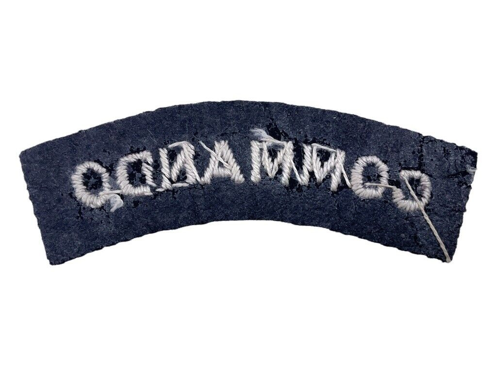 WW2 British Commando Black and White Shoulder Title Starch Back Single WW2 British Commando Black and White Shoulder Title Starch Back Single