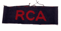 WW2 Canadian RCA Artillery Canvas Shoulder Title Insignia Single WW2 Canadian RCA Artillery Canvas Shoulder Title Insignia Single