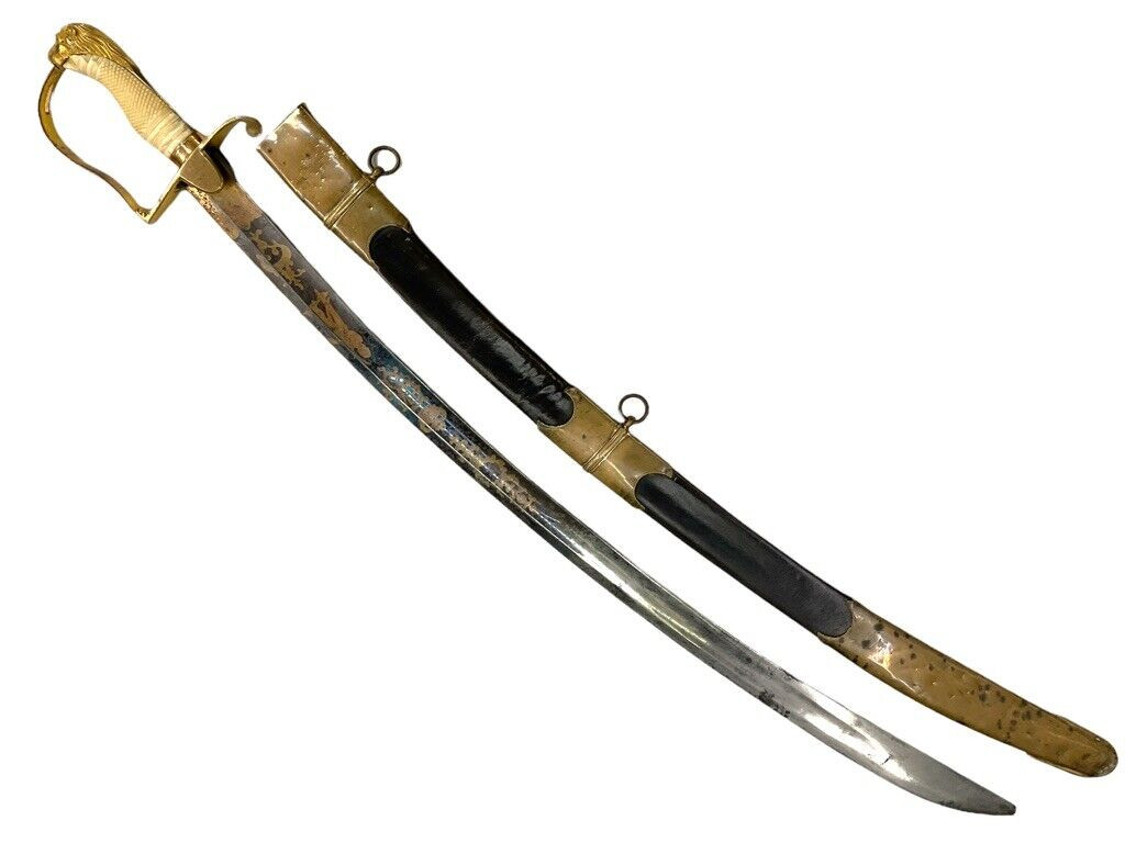 British 1803 Infantry Officers Sword Scabbard Maker S Brunn Blue and Gilt Blade British 1803 Infantry Officers Sword Scabbard Maker S Brunn Blue and Gilt Blade