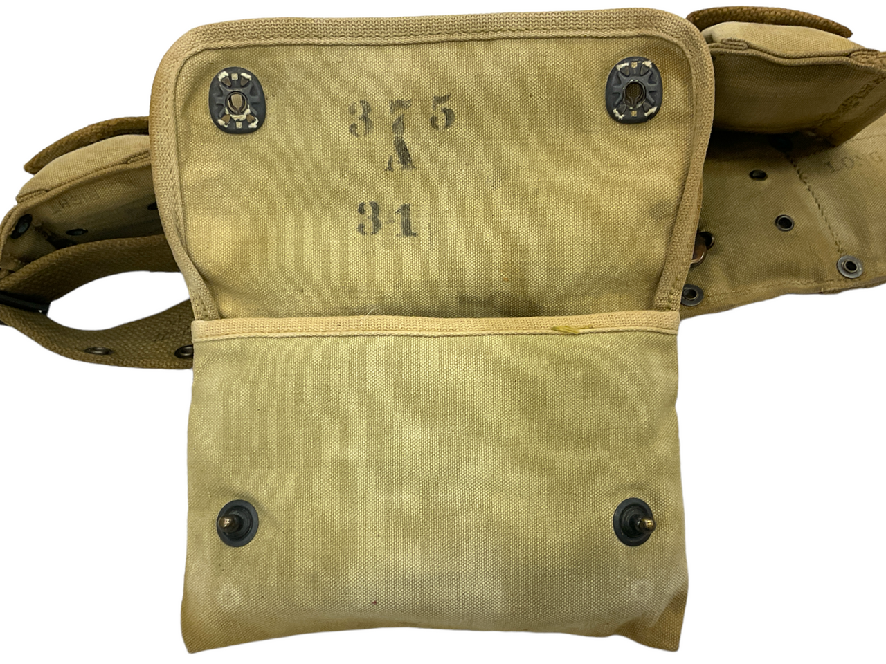WW1 US AEF Model 1910 Web Belt And Squad Leader First Aid Pouch Regimental Marks WW1 US AEF Model 1910 Web Belt And Squad Leader First Aid Pouch Regimental Marks