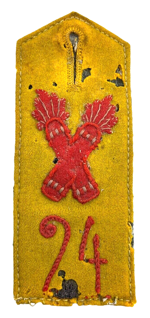 WW1 Imperial German 24th (Holstein) Field Artillery Shoulder Board Single WW1 Imperial German 24th (Holstein) Field Artillery Shoulder Board Single