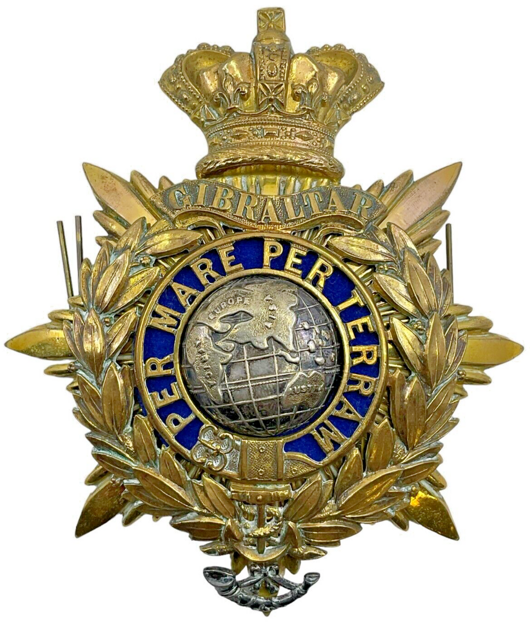 British Victorian Royal Marines Light Infantry Officers Helmet Plate 2 British Victorian Royal Marines Light Infantry Officers Helmet Plate 2