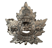 WW1 Canadian CEF 146th Battalion Collar Badge Insignia Single WW1 Canadian CEF 146th Battalion Collar Badge Insignia Single