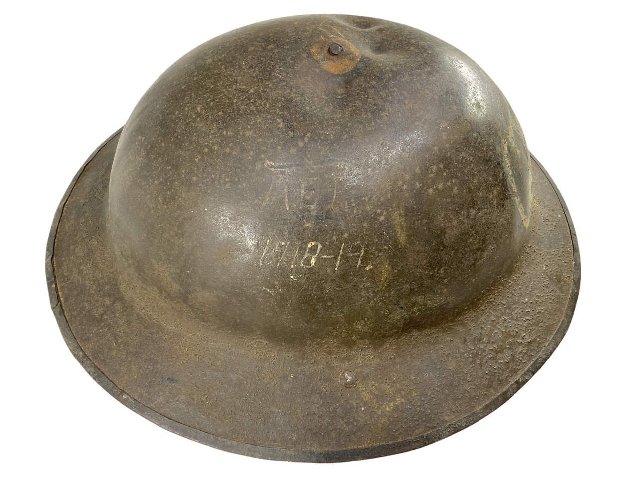 WW1 US AEF Motor Transport Corps Named Patch Painted Brodie Camouflage Helmet WW1 US AEF Motor Transport Corps Named Patch Painted Brodie Camouflage Helmet