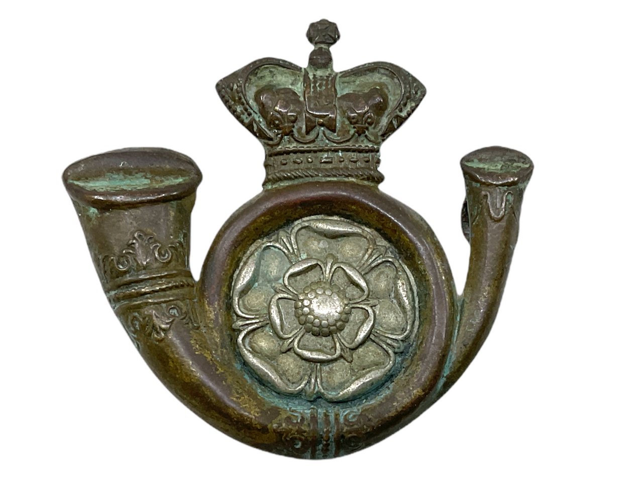 Victorian British Kings Own Yorkshire Light Infantry Cap Badge w/ Lugs Victorian British Kings Own Yorkshire Light Infantry Cap Badge w/ Lugs
