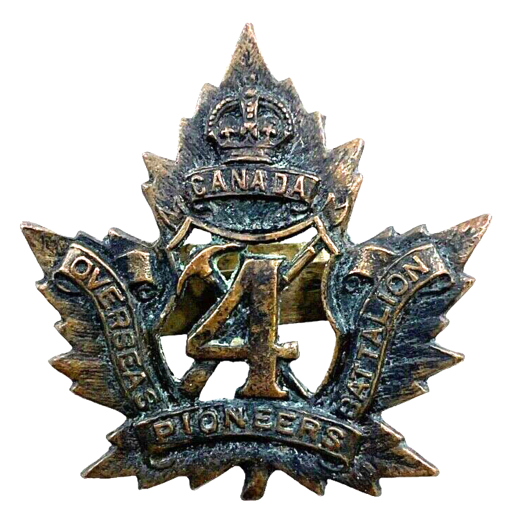 WW1 Canadian CEF 4th Pioneers Collar Badge Insignia WW1 Canadian CEF 4th Pioneers Collar Badge Insignia