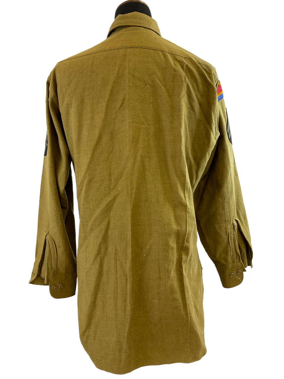 WW2 US 7th US Army Patched Officers Khaki Wool Shirt With Captain Rank Insignia WW2 US 7th US Army Patched Officers Khaki Wool Shirt With Captain Rank Insignia