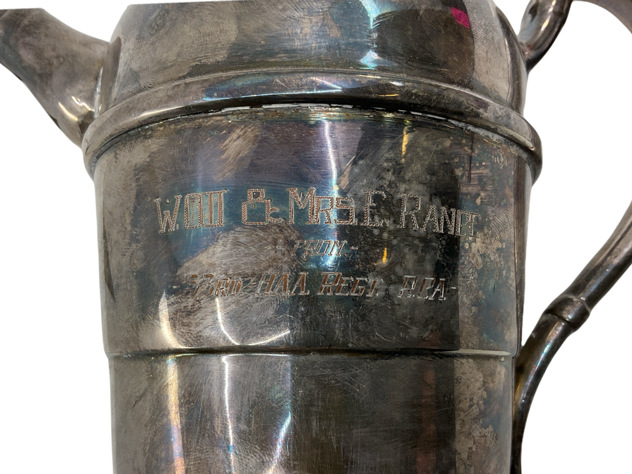 Canadian 53rd Heavy Anti Aircraft Regiment RCA Engraved Wedding Gift Coffee Pot Canadian 53rd Heavy Anti Aircraft Regiment RCA Engraved Wedding Gift Coffee Pot