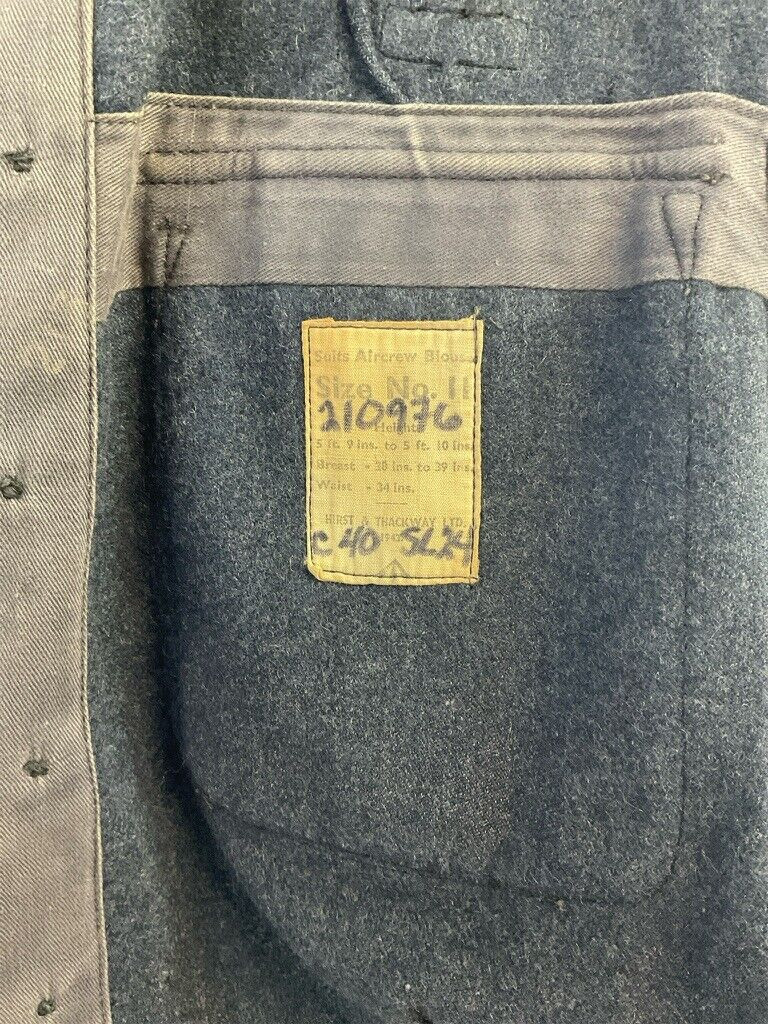 WW2 Canadian RCAF Air Force Battle Dress Jacket 1943 Dated Named Missing Boards WW2 Canadian RCAF Air Force Battle Dress Jacket 1943 Dated Named Missing Boards