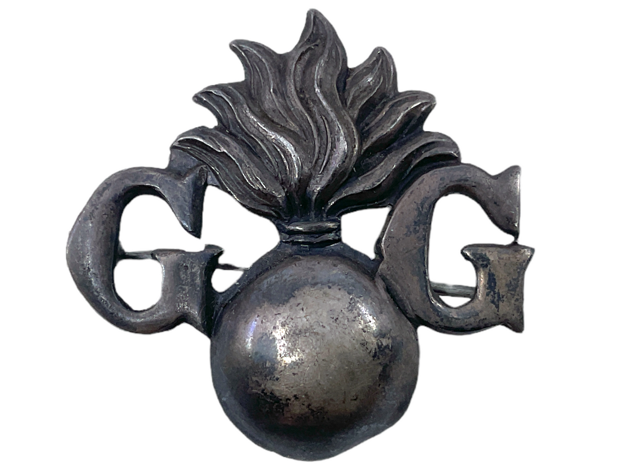 WW1 British BEF Grenadier Guards Silver Sweetheart Badge Pin Back WW1 British BEF Grenadier Guards Silver Sweetheart Badge Pin Back