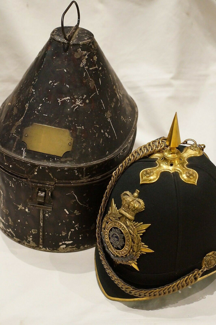 British Victorian Bedfordshire Officers Home Service Jones Helmet w/ Tin British Victorian Bedfordshire Officers Home Service Jones Helmet w/ Tin