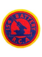 Canadian Army 154th Battery RCA Artillery Crest Patch