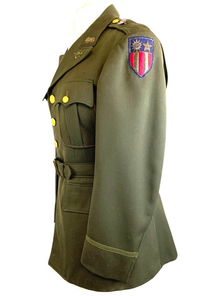 WW2 USAAF 10th Air Force CBI Bullion Insignia Named 4 Pocket Officers Tunic WW2 USAAF 10th Air Force CBI Bullion Insignia Named 4 Pocket Officers Tunic