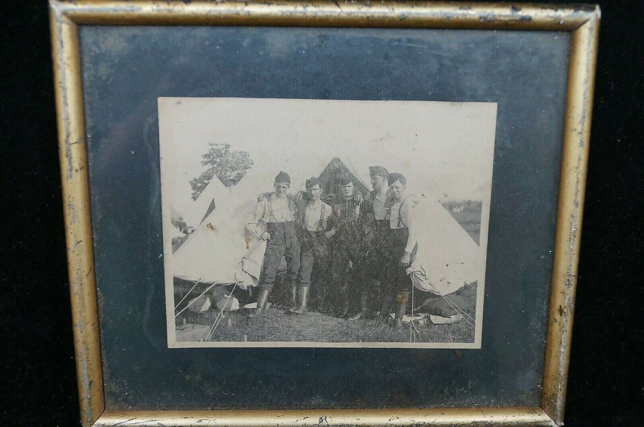 Pre WW1 Canadian Soldiers Camp Tent Framed Group Photo Pre WW1 Canadian Soldiers Camp Tent Framed Group Photo