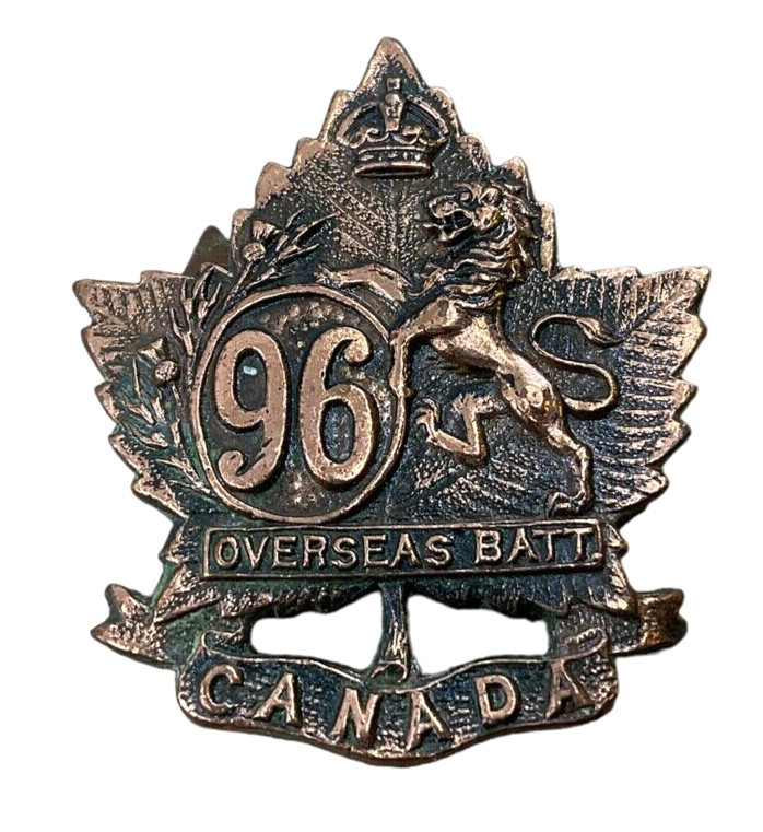 WW1 Canadian CEF 96th Battalion Collar Badge Insignia WW1 Canadian CEF 96th Battalion Collar Badge Insignia