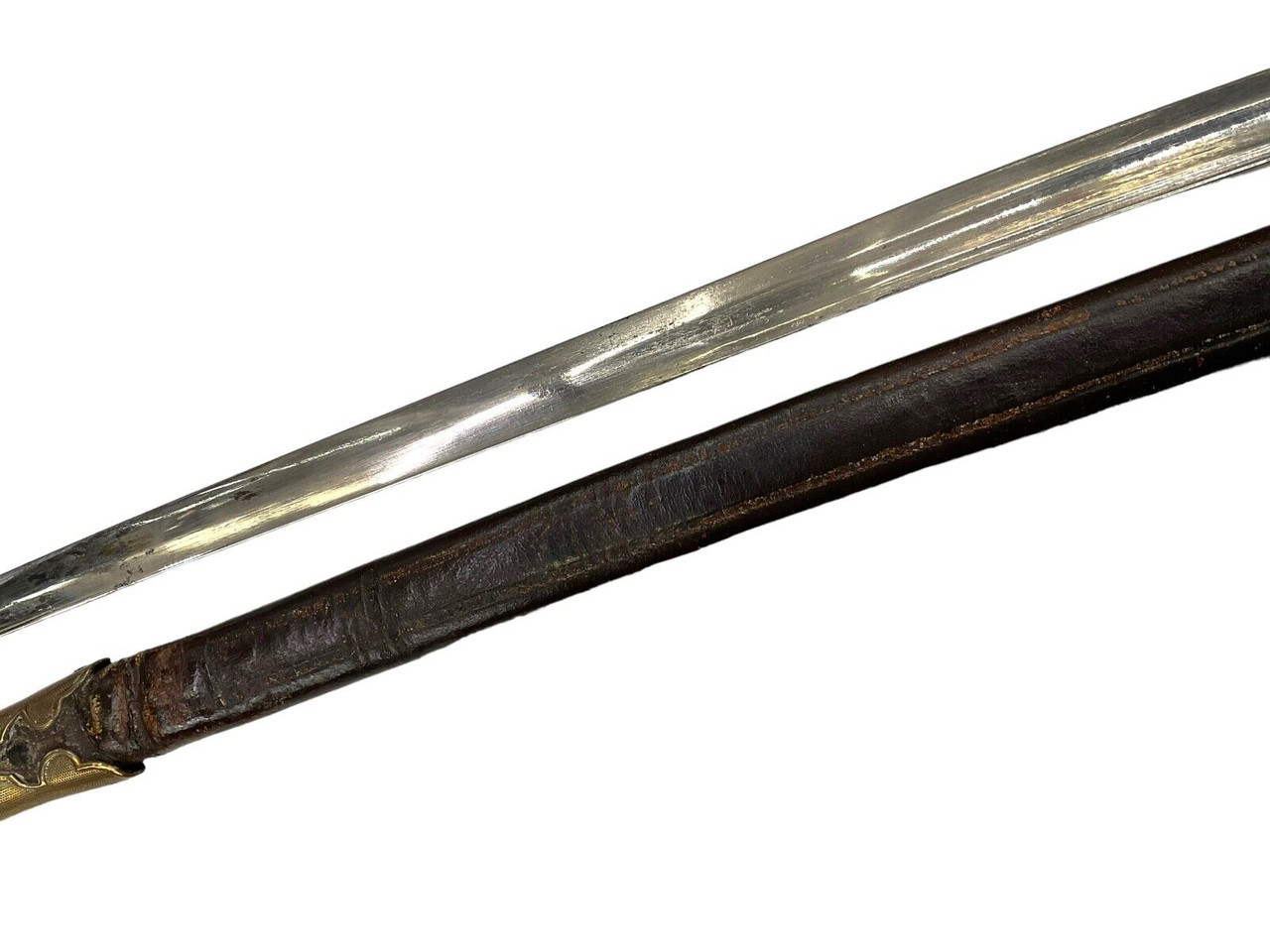 WW2 Imperial Japanese Police Parade Sword With Leather Scabbard 26 Inch WW2 Imperial Japanese Police Parade Sword With Leather Scabbard 26 Inch