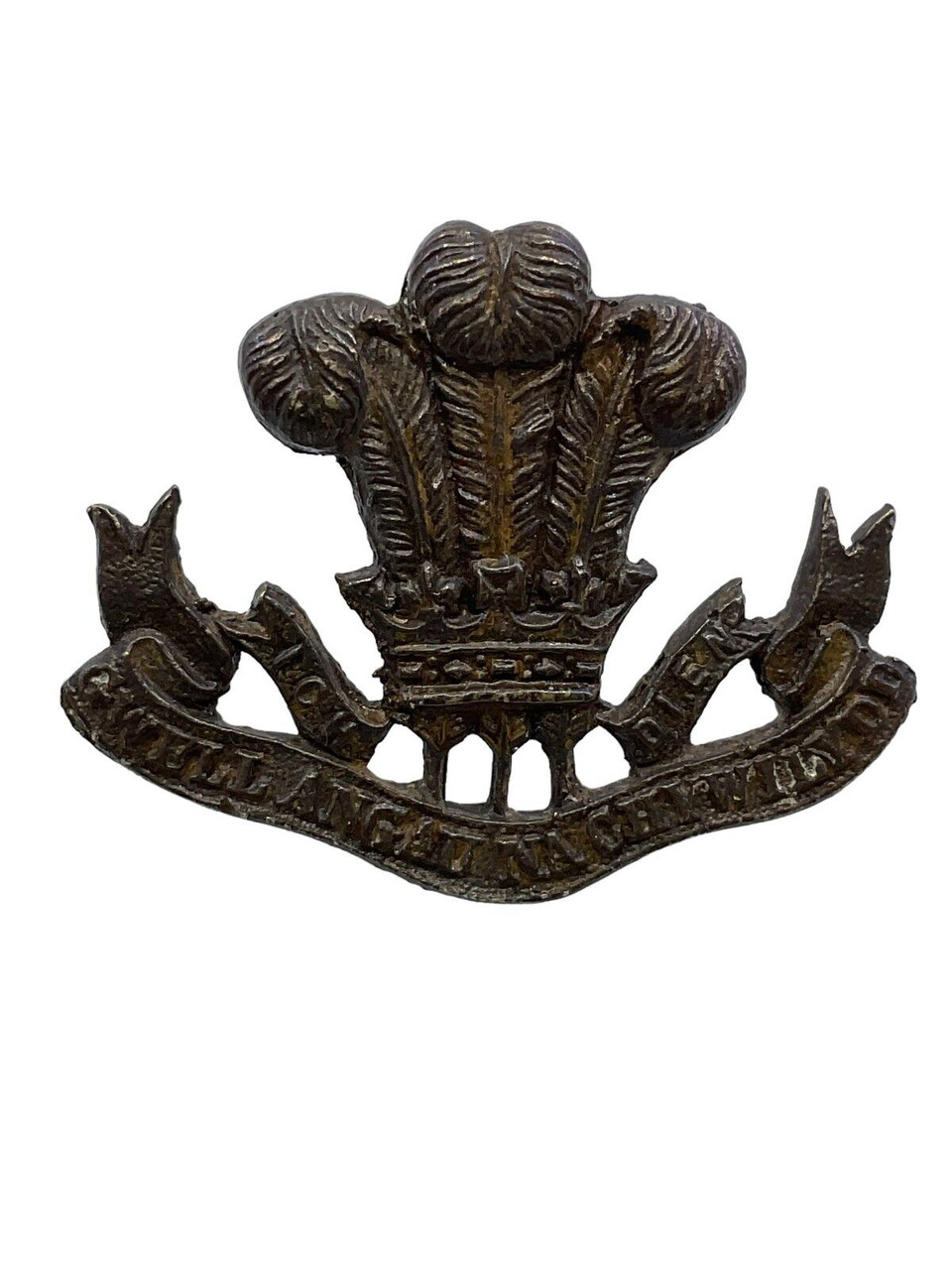 WW2 British Royal Regiment of Wales Officers Bronze Collar Insignia Single WW2 British Royal Regiment of Wales Officers Bronze Collar Insignia Single