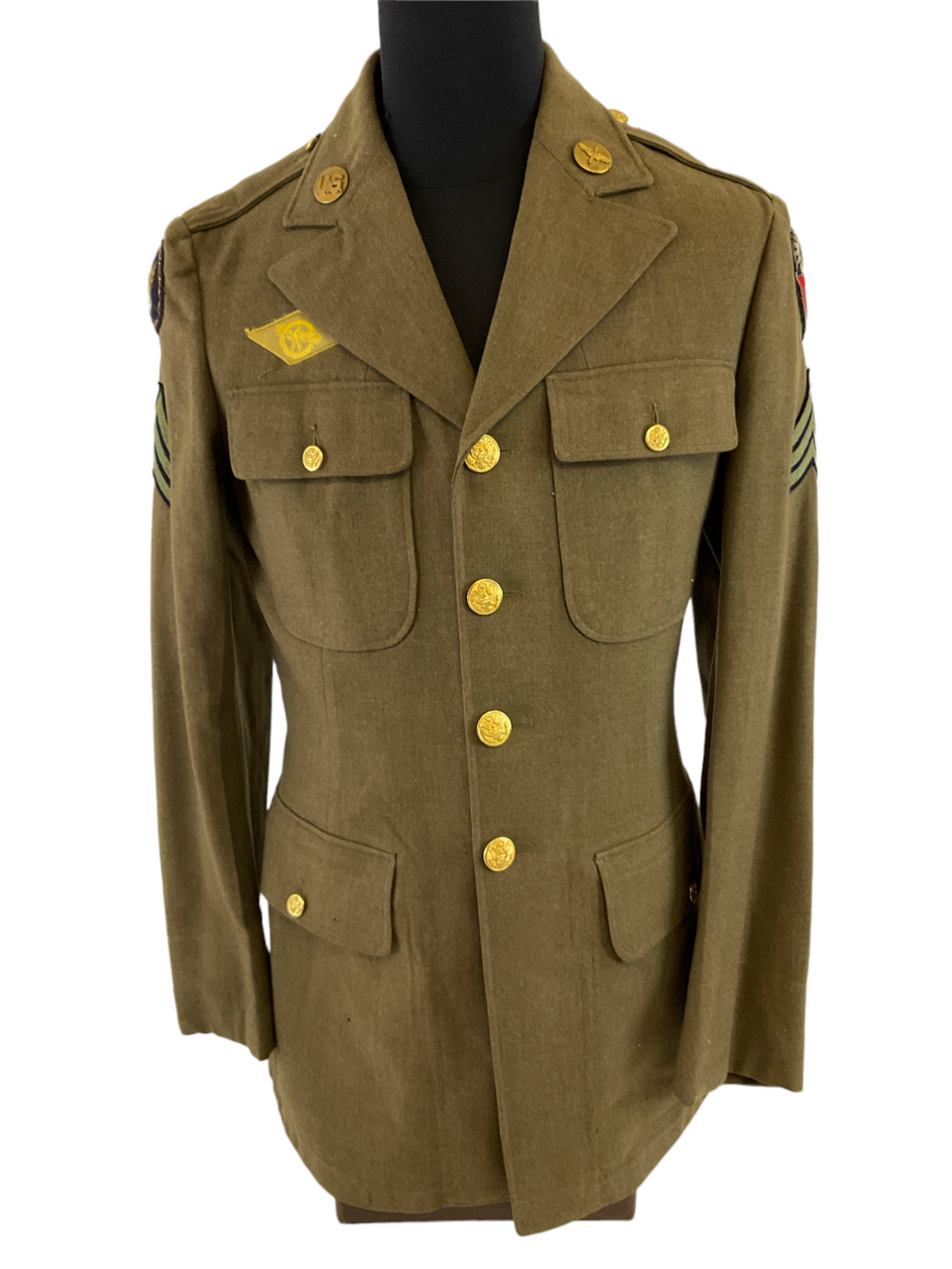 WW2 US USAAF Staff Sergeant Four Pocket Jacket With Bullion Theatre Insignia 37L WW2 US USAAF Staff Sergeant Four Pocket Jacket With Bullion Theatre Insignia 37L